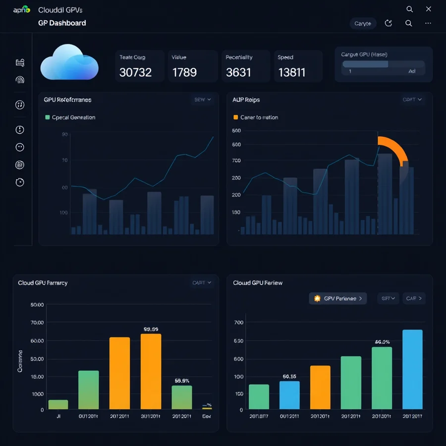 Side-by-side dashboard screenshots of RunPod, VastAI, and RunComfy cloud GPU provider control panels showing GPU selection and pricing